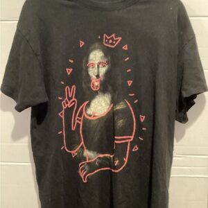 Adult unisex Black Brisco Brands Mona Lisa Graffiti T Shirt size Large